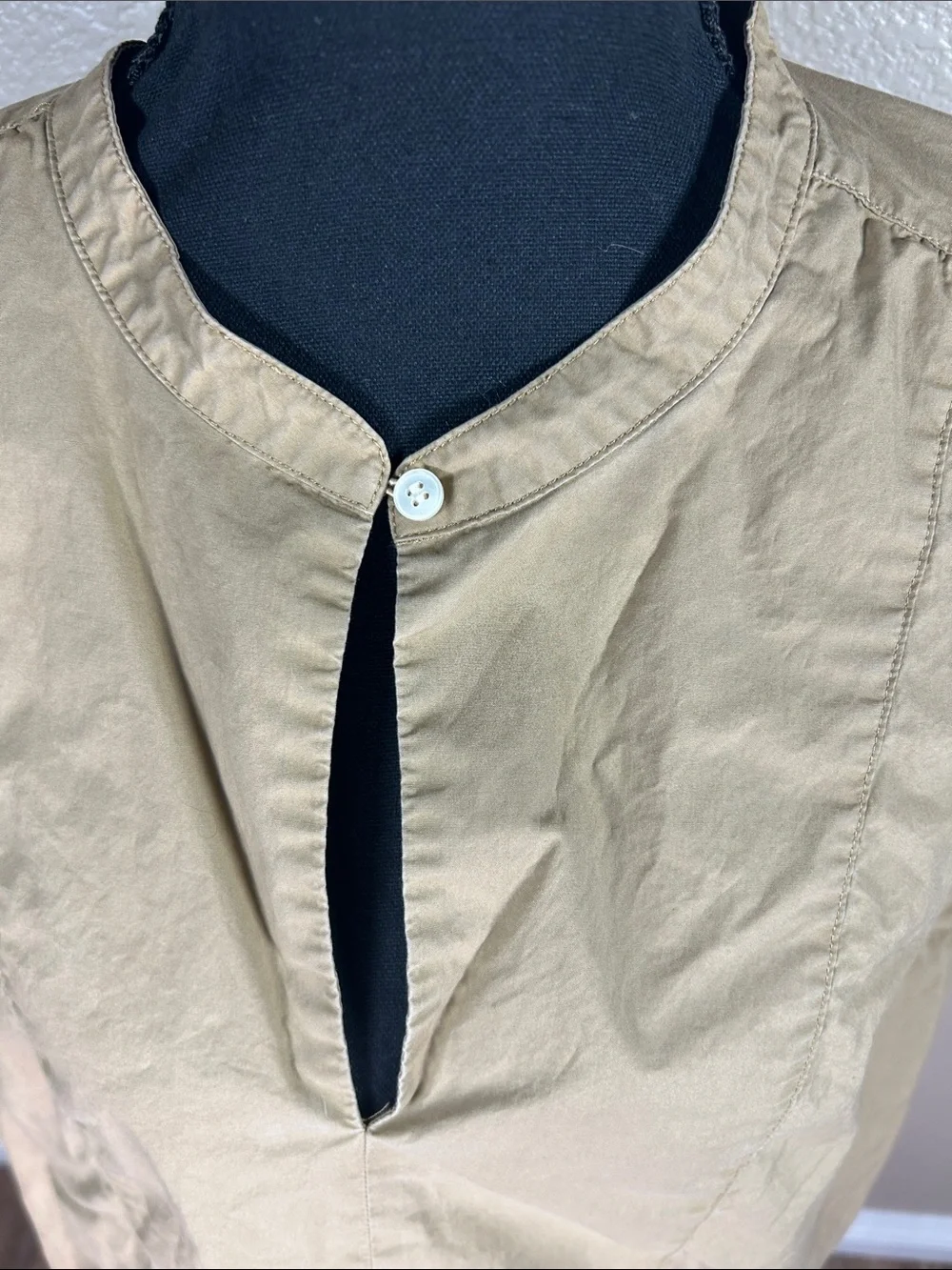 J.Crew Tall Large Khaki Popover Top Short Sleeve Cotton Blouse